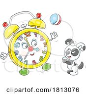 Alarm Clock Mascot And Puppy Licensed Clipart Cartoon