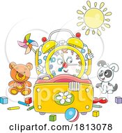 Alarm Clock Mascot Waking Up Licensed Clipart Cartoon