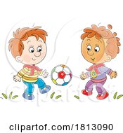 Boys Playing Soccer Licensed Clipart Cartoon