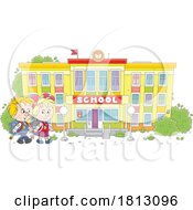 Children Walking To School Licensed Clipart Cartoon