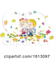 Poster, Art Print Of Children Walking To School In Autumn Licensed Clipart Cartoon