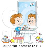 Boy Brushing His Teeth Licensed Clipart Cartoon