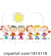 Children Taking A Walk Licensed Clipart Cartoon