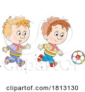 Boys Playing Soccer Licensed Clipart Cartoon