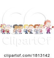 Teacher Leading A Line Of Kids Licensed Clipart Cartoon