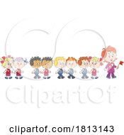 Poster, Art Print Of Teacher Leading A Line Of Kids Licensed Clipart Cartoon