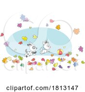 Puppy And Kitten Chasing A Ball Licensed Clipart Cartoon