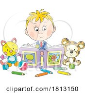 Poster, Art Print Of School Boy With A Coloring Book And Toys Licensed Clipart Cartoon