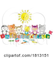 Toys Over Kindergarten Blocks Licensed Clipart Cartoon