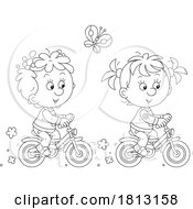 Poster, Art Print Of Girls Riding Bikes Licensed Clipart Cartoon