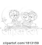 Poster, Art Print Of Grandpa Taking Children Rafting Licensed Clipart Cartoon