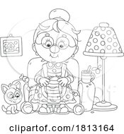 Poster, Art Print Of Granny Knitting Licensed Clipart Cartoon