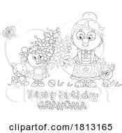 Poster, Art Print Of Happy Birthday Grandma Granny With A Girl Licensed Clipart Cartoon