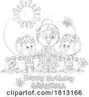 Poster, Art Print Of Happy Birthday Grandma Granny With Children Licensed Clipart Cartoon