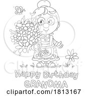 Poster, Art Print Of Happy Birthday Grandma Granny With Flowers Licensed Clipart Cartoon