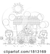 Poster, Art Print Of Clown Serving Ice Cream To Kids Licensed Clipart Cartoon