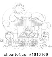 Clown Serving Ice Cream To Kids Licensed Clipart Cartoon