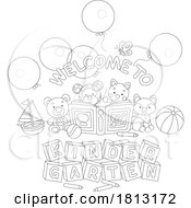 Poster, Art Print Of Toys And Welcome To Kindergarten Text Licensed Clipart Cartoon