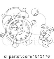 Alarm Clock Mascot And Puppy Licensed Clipart Cartoon