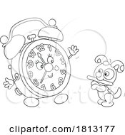 Poster, Art Print Of Alarm Clock Mascot And Puppy Licensed Clipart Cartoon