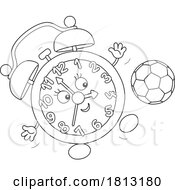 Alarm Clock Mascot Playing Soccer Licensed Clipart Cartoon