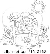 Alarm Clock Mascot Waking Up Licensed Clipart Cartoon