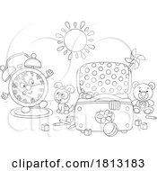 Poster, Art Print Of Alarm Clock Mascot In A Room Licensed Clipart Cartoon