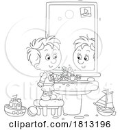 Poster, Art Print Of Boy Brushing His Teeth Licensed Clipart Cartoon