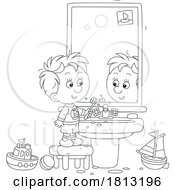 Boy Brushing His Teeth Licensed Clipart Cartoon