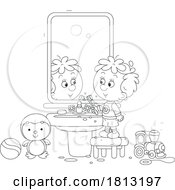 Poster, Art Print Of Boy Brushing His Teeth Licensed Clipart Cartoon