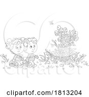 Poster, Art Print Of Children Mushroom Gathering Licensed Clipart Cartoon