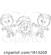 Poster, Art Print Of Children Dancing With A Clock Licensed Clipart Cartoon