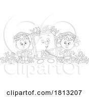 School Kids With An Alphabet Book Mascot Licensed Clipart Cartoon