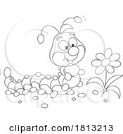 Poster, Art Print Of Happy Caterpillar At A Flower Licensed Clipart Cartoon