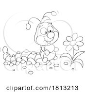 Happy Caterpillar At A Flower Licensed Clipart Cartoon