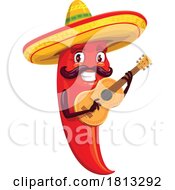 Mariachi Guitarist Chili Pepper Licensed Clipart