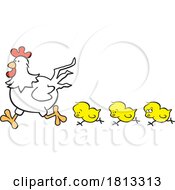 Chicks Following A Hen Licensed Cartoon Clipart