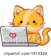 Poster, Art Print Of Cat Using Laptop Licensed Cartoon Clipart