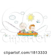 Grandpa And Grandson Fishing Licensed Cartoon Clipart by Alex Bannykh