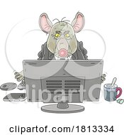 Poster, Art Print Of Rat Politician Or Manager At A Computer Licensed Cartoon Clipart