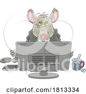 Rat Politician Or Manager At A Computer Licensed Cartoon Clipart