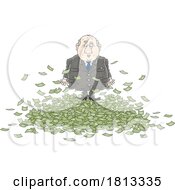 06/29/2024 - Corrupt Politician In A Pile Of Cash Licensed Cartoon Clipart