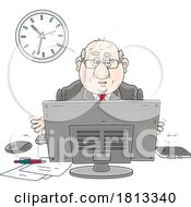 Poster, Art Print Of Man Working At A Computer Licensed Cartoon Clipart