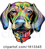 Poster, Art Print Of Colorful Dachshund Dog Face Clipart