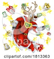 Poster, Art Print Of Superhero Santa Reindeer Christmas Super Hero