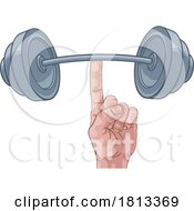 Poster, Art Print Of Weight Lifting Hand Finger Holding Barbell Concept