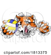 Poster, Art Print Of Tiger Volleyball Volley Ball Animal Sports Mascot