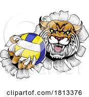 Poster, Art Print Of Wildcat Cougar Lynx Lion Volleyball Claw Mascot