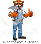 Tiger Car Or Window Cleaner Holding Squeegee