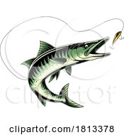 Barracuda Chasing A Lure Licensed Cartoon Clipart